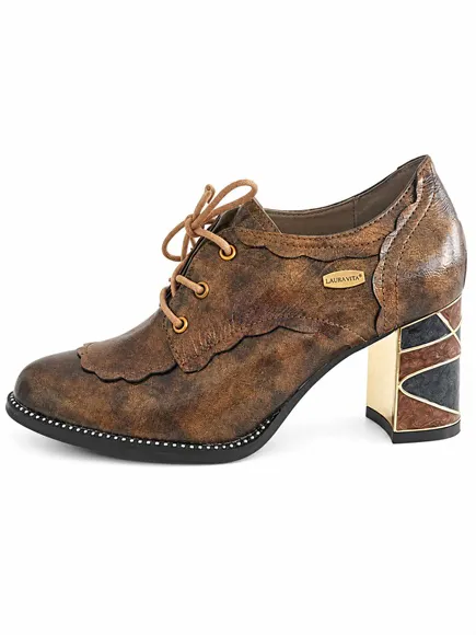 Derbies Laura Vita MARBREO 22 - Cuir métallisé Bronze, femme