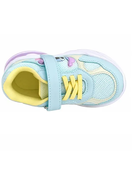 Baskets Stitch enfant - Bleu menthe, jaune et lilas