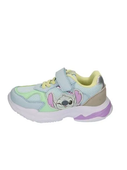 Baskets Stitch enfant - Bleu menthe, jaune et lilas
