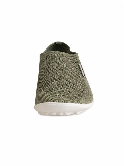 Leguano Scio Green - Chaussure Barefoot Slip-On Tricot